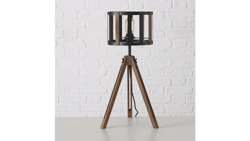 Boltze Tischleuchte Thajo Ø 59cm Hellbraun,Natur,Schwarz