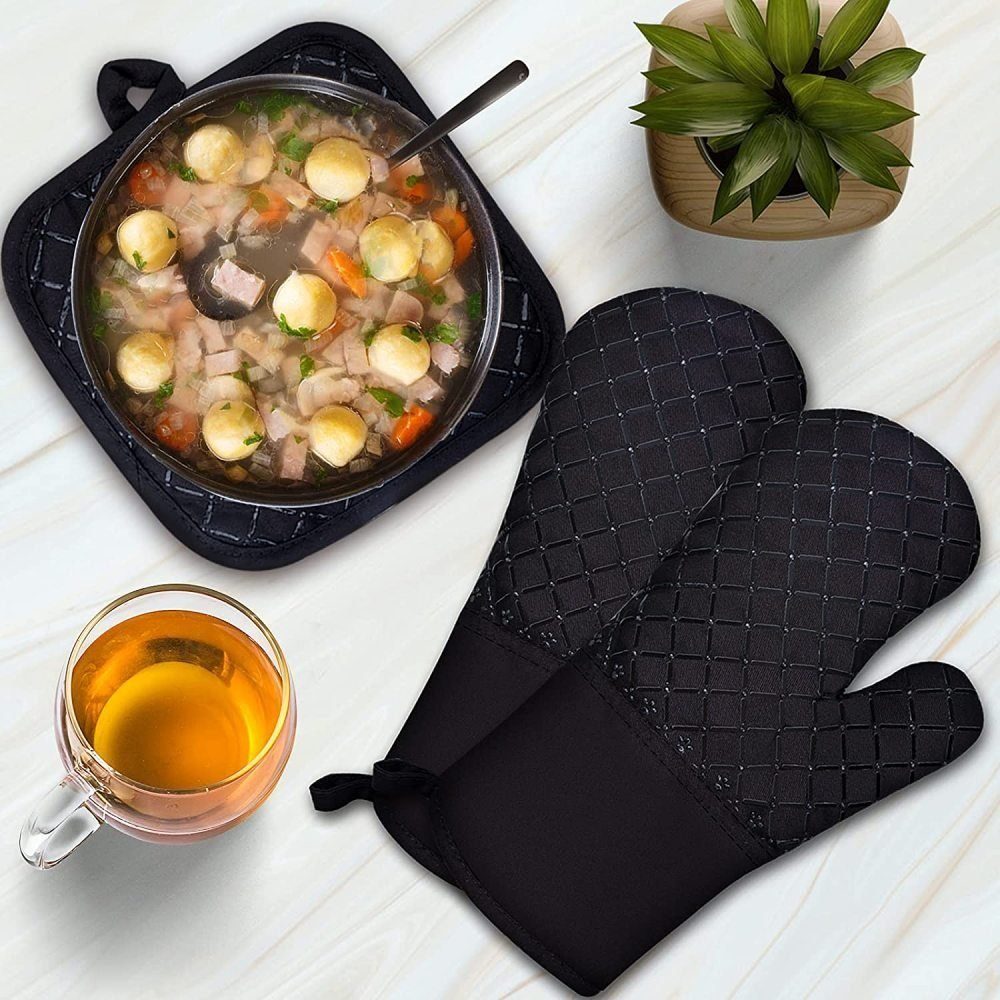 LENBEST Topflappen Backofenhandschuhe,Ofenhandschuhe Hitzebestaendig, (4-tlg)