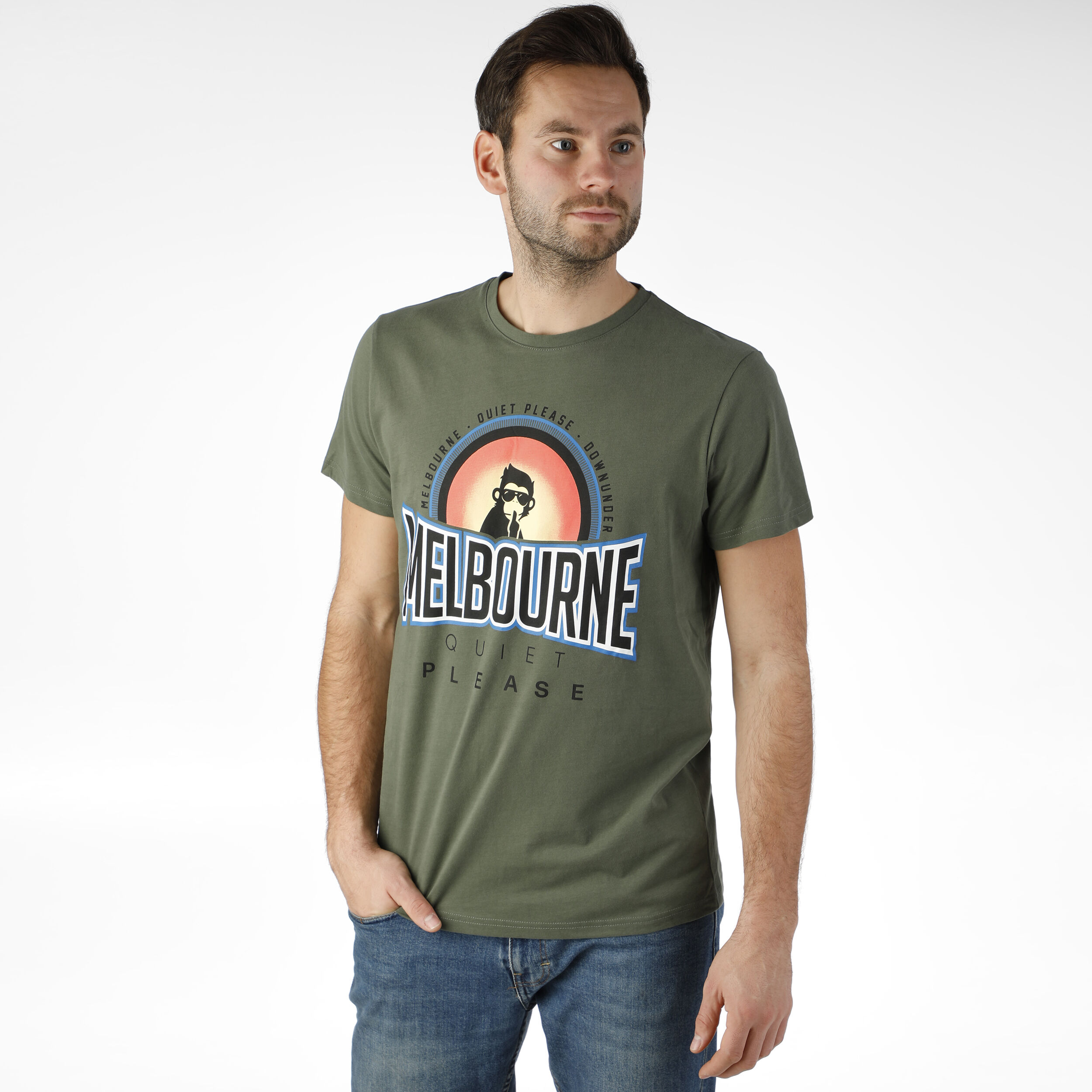 Melbourne Sunrise T-Shirt Herren - Khaki, Mehrfarbig