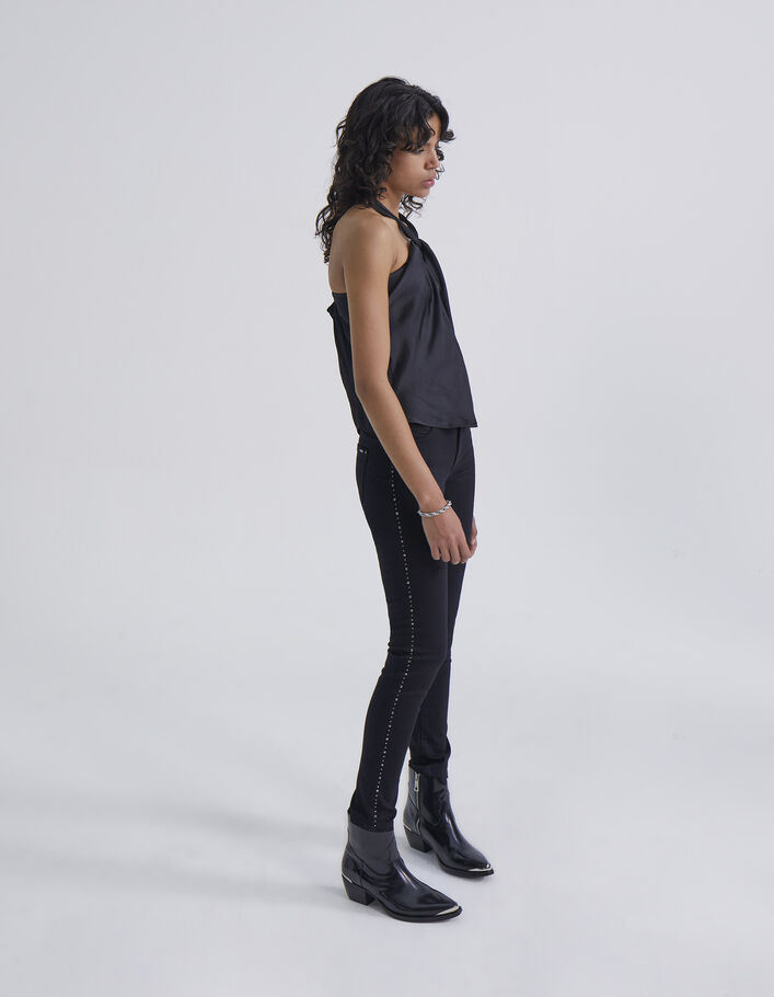 Jean slim noir effet sculpt up clous côtés Femme