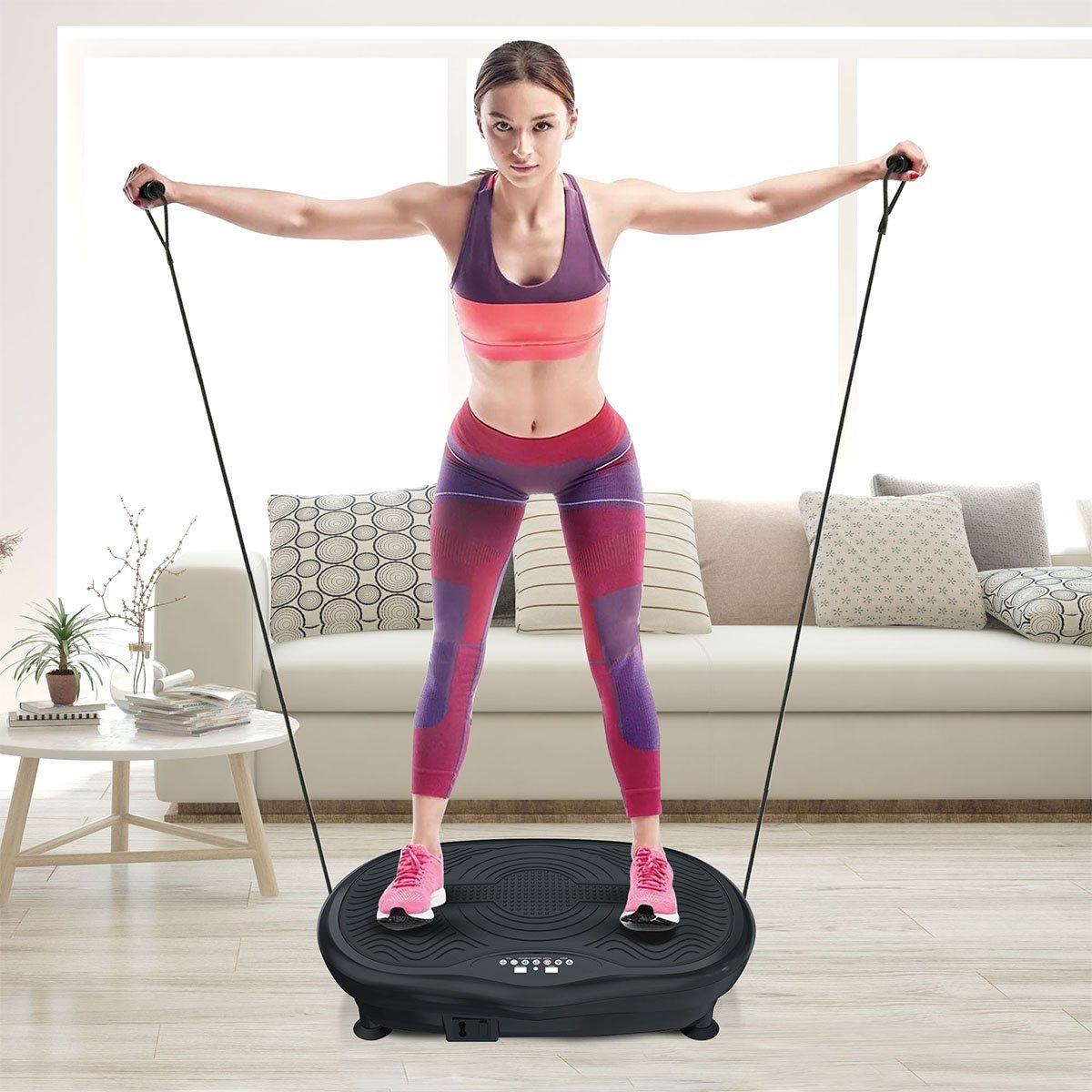autolock Vibrationsplatte 3D Vibrationsplatte mit 3 Modi, Ganzkörper Vibrationsgerät, mit Widerstandsbänder Vibration Fitness Plattform