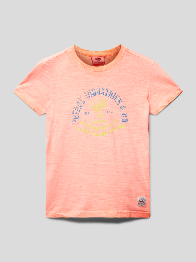 T-Shirt mit Label-Print in orange