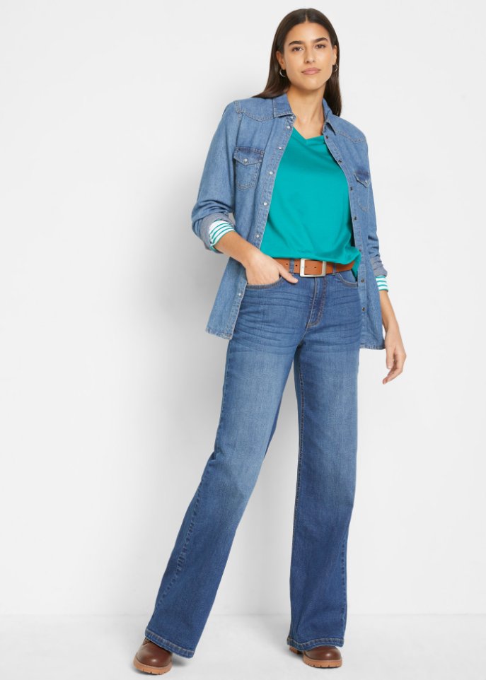 Wide Fit Stretch-Jeans mit Bio-Baumwolle