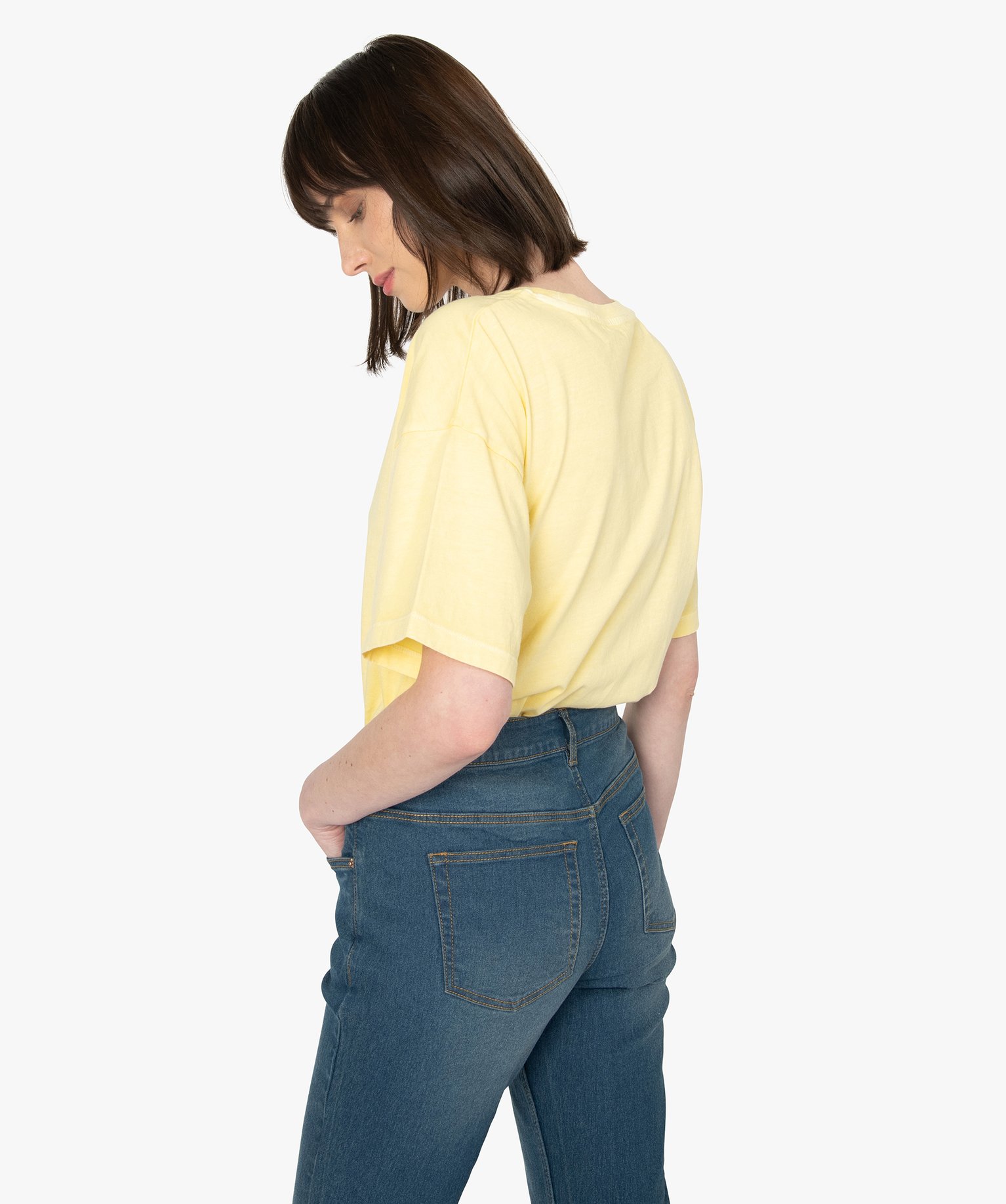 Tee-shirt femme à manches courtes coupe ample jaune | GEMO