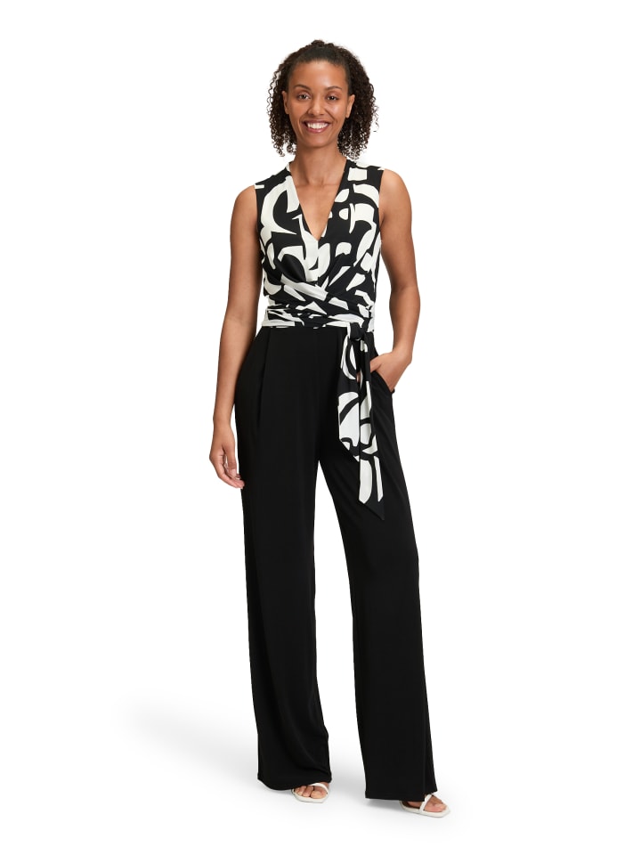 Vera Mont Jumpsuit mit Bindegürtel in Patch Black/White günstig kaufen 42