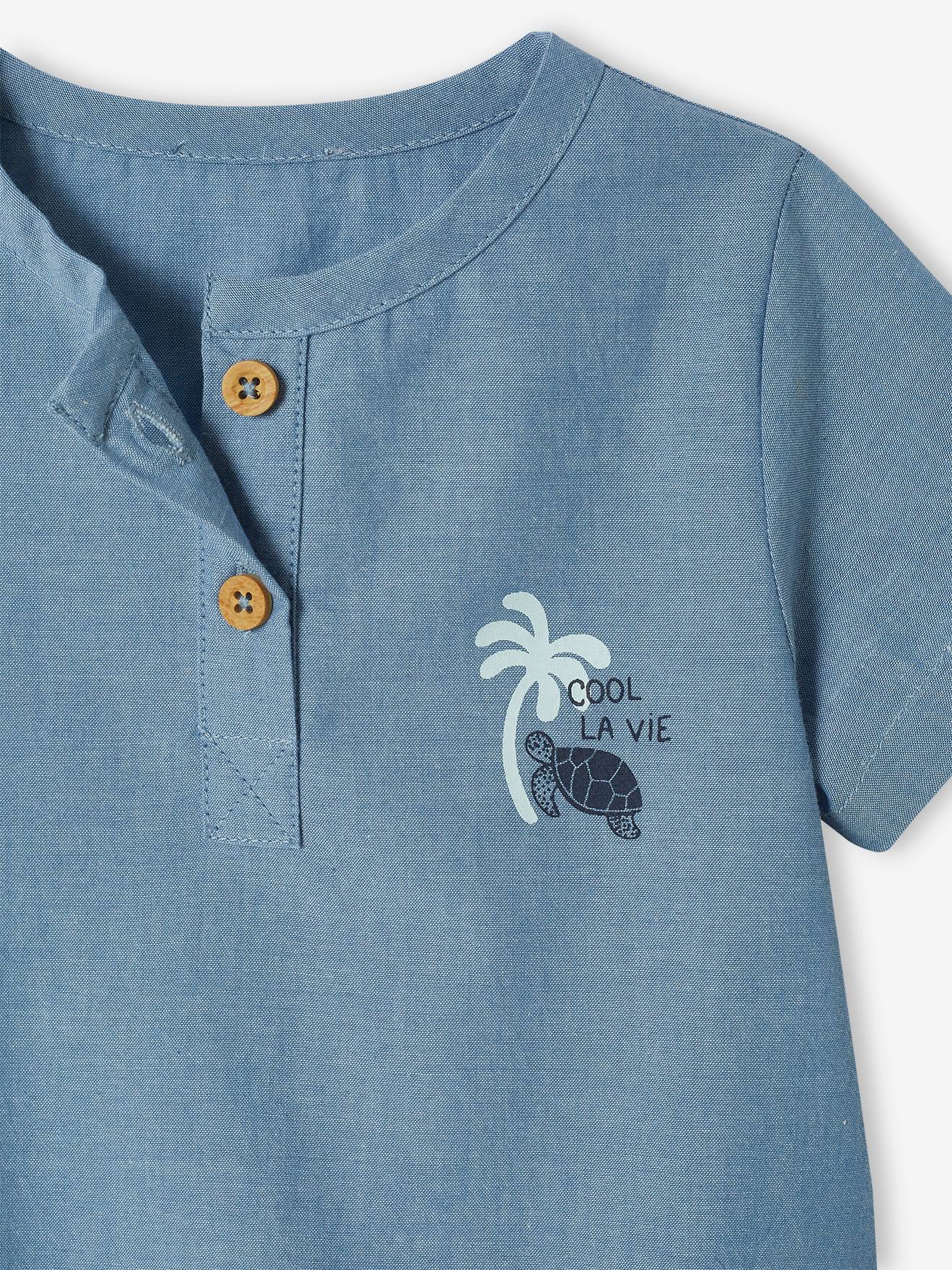 Ensemble bébé chemise et short bleu ciel