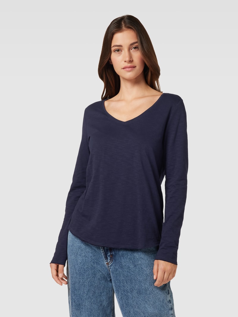 Longsleeve mit V-Ausschnitt in marineblau