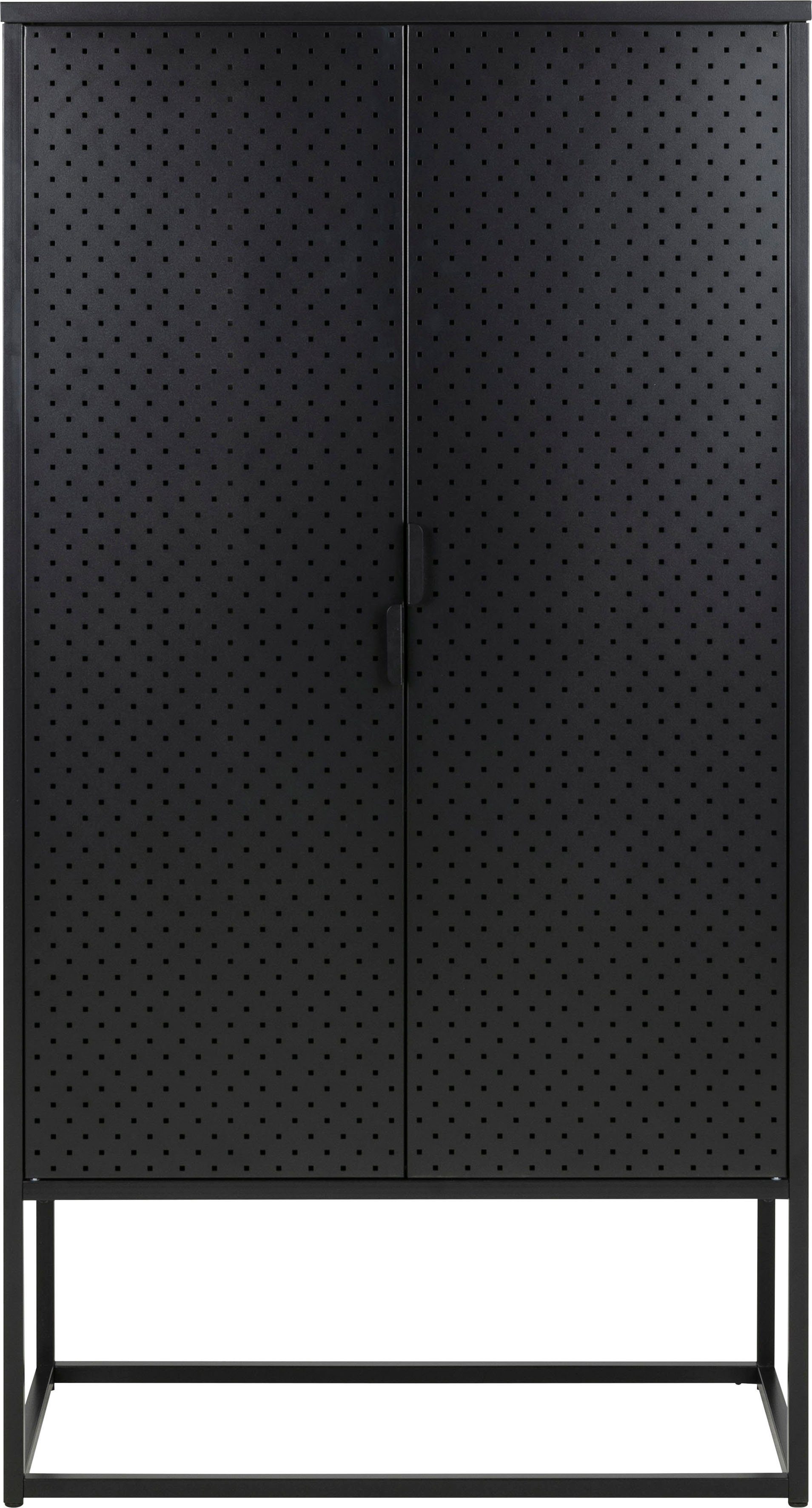 ACTONA GROUP Türregal Vilho, Türregal, aus Schwarzem Metall mit 2 Türen Höhe 150, Breite 80cm