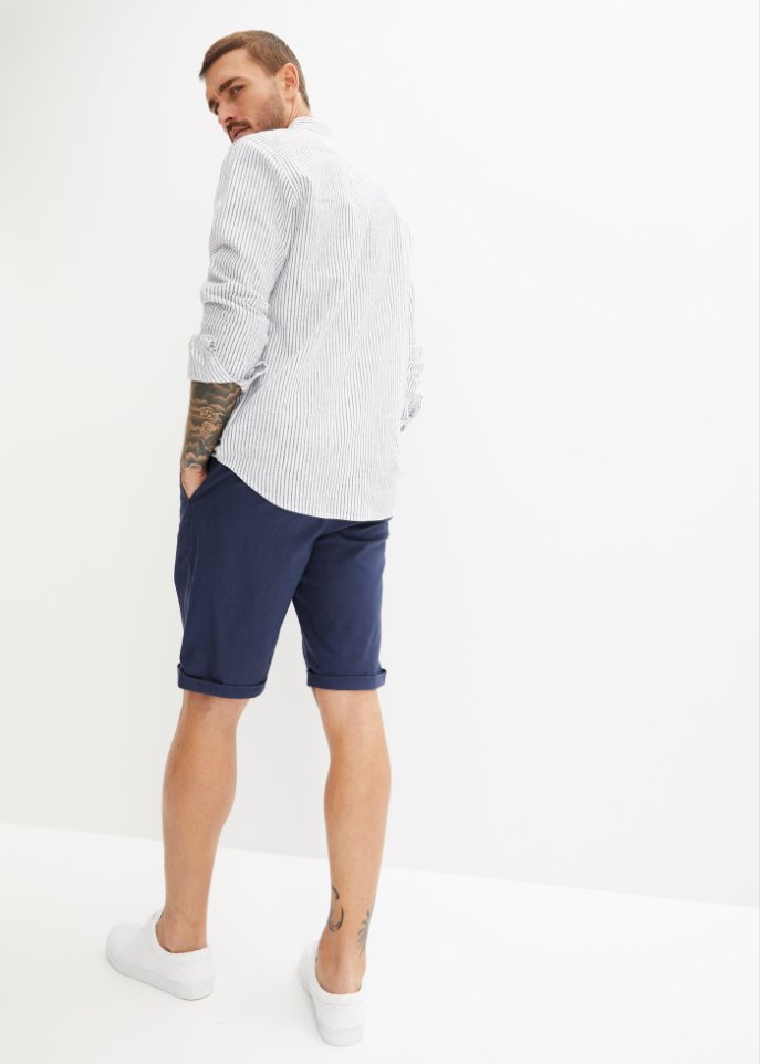 Bermuda mit Leinen, Regular Fit