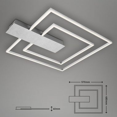 Briloner Leuchten LED Deckenleuchte 3545-018, LED fest verbaut, Warmweiß, aluminiumfarbig, LED, dimmbar, 3000 Lumen, Deckenlampe