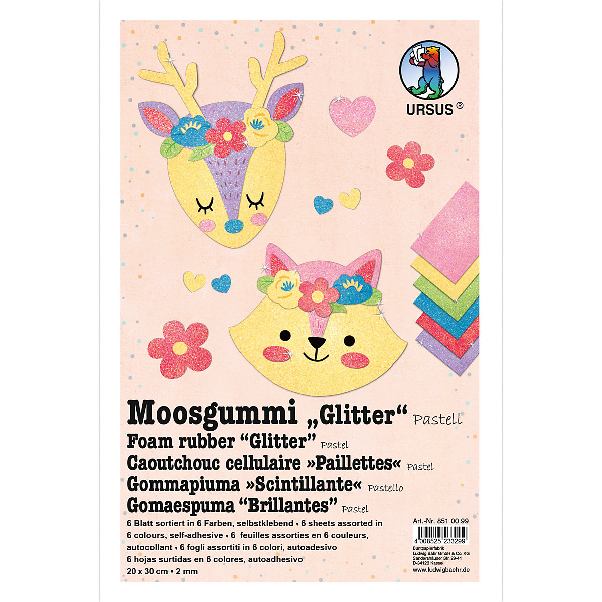 Moosgummi Glitter Pastell