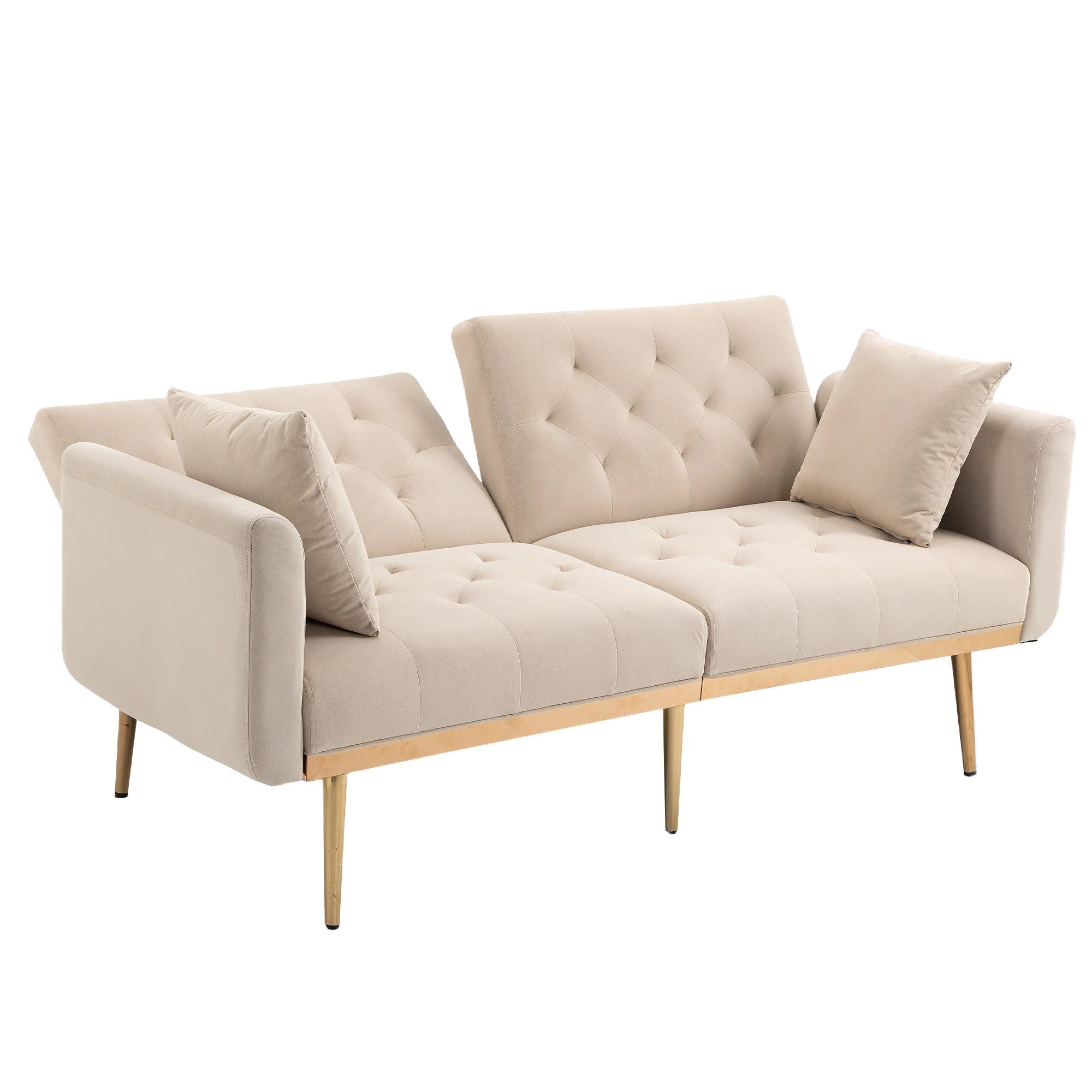Odikalo Loungesofa Doppelsofa Schlafsofa Samt multifunktion Metallfüßen mehrfarbig