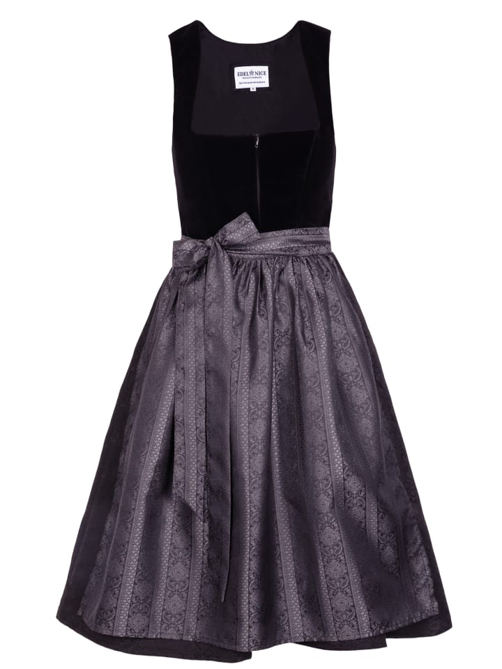 Edelnice Midi Dirndl Evi Samt Schwarz in schwarz günstig kaufen
