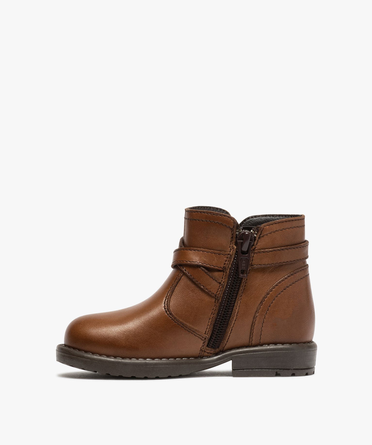 Boots bébé fille en cuir avec bride décorative | GEMO
