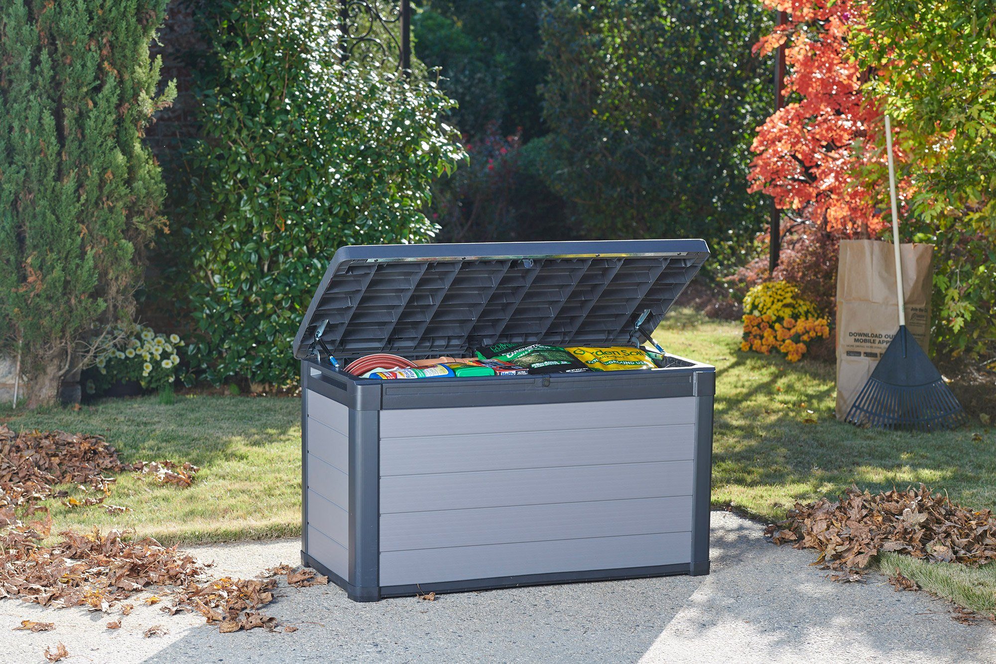 Keter Kissenbox Kissenbox Premier Box, Sitztruhe, XL Gartenbox, wetter- und UV beständig, inkl. Gasdruckfedern
