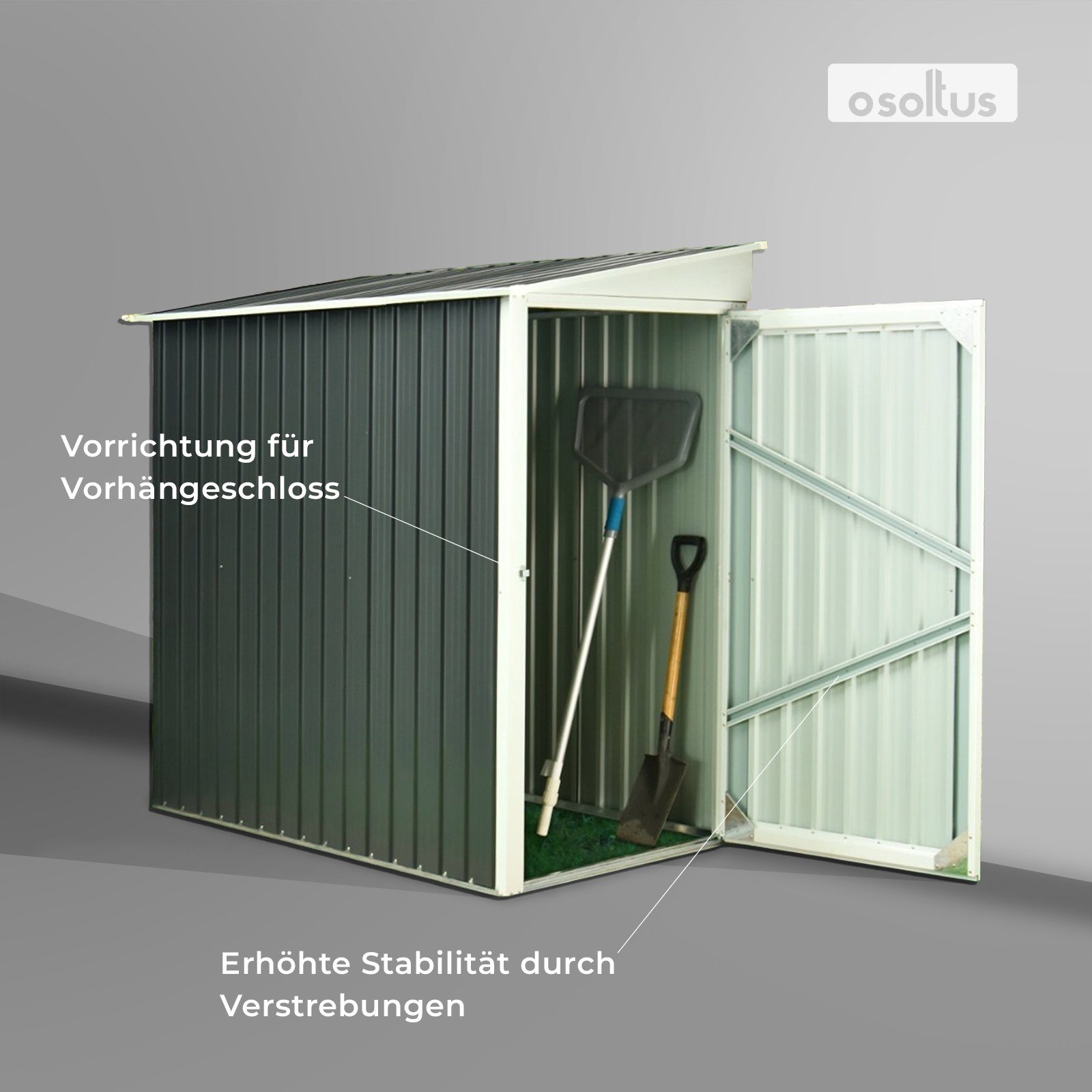 osoltus Vordach osoltus Metall Gerätehaus Fahrradgarage Geräteschuppen 2m²