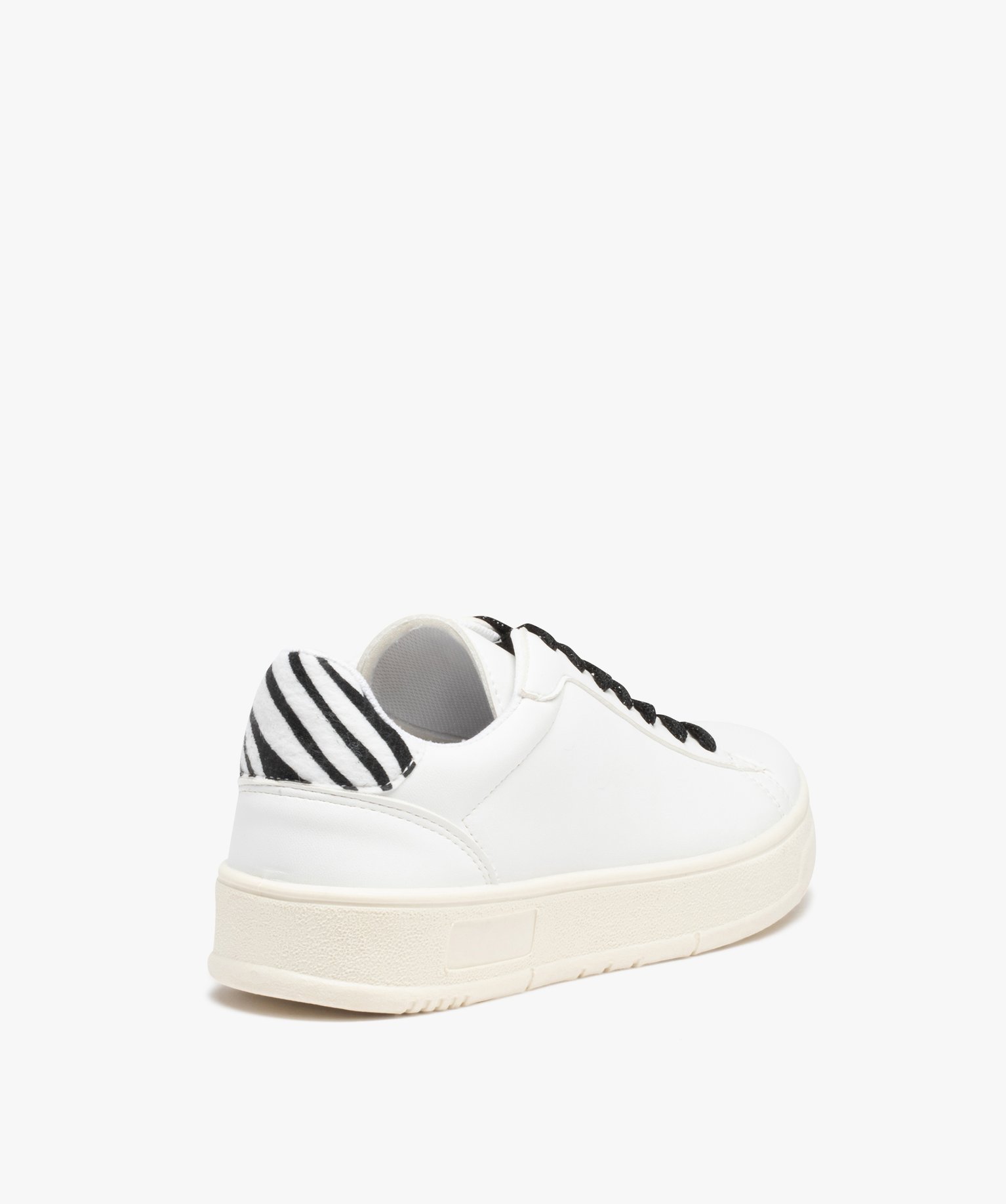 Baskets femme unies avec contrefort zébré blanc | GEMO