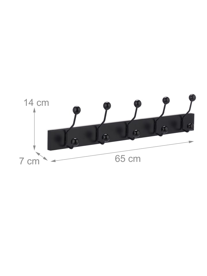 relaxdays Garderobenleiste in Schwarz - (B)65 x (H)14 x (T)7 cm günstig kaufen onesize