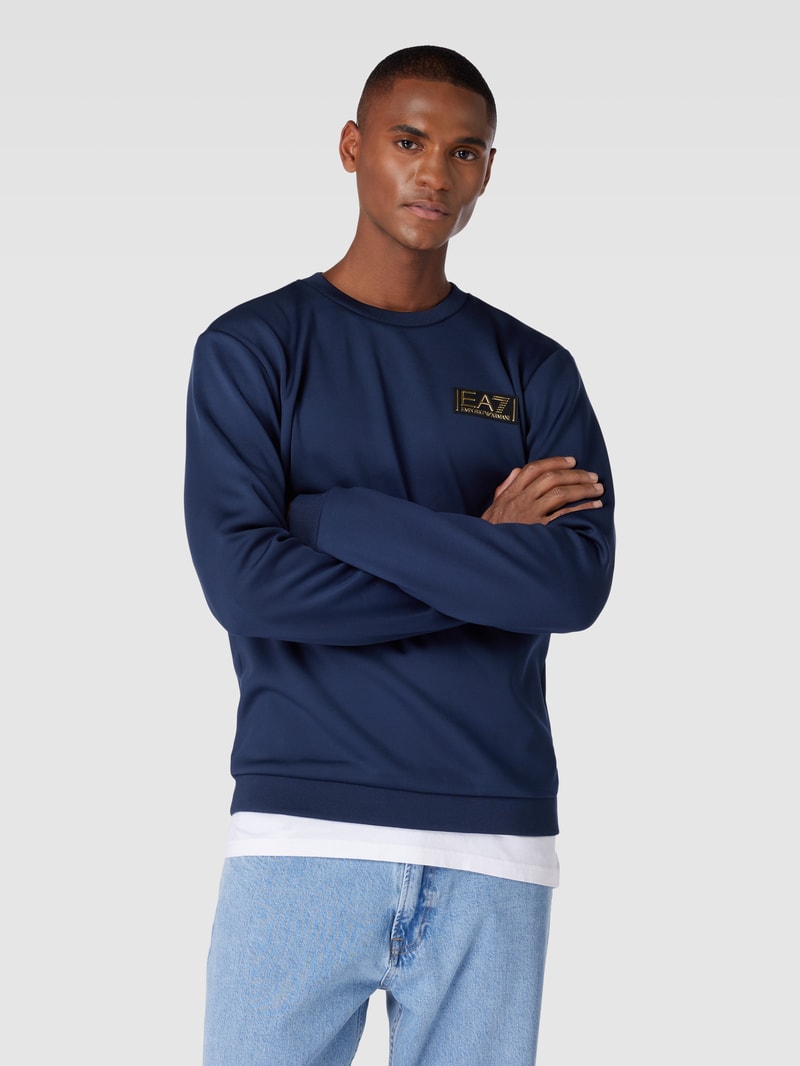 Sweatshirt mit Label-Detail in marineblau