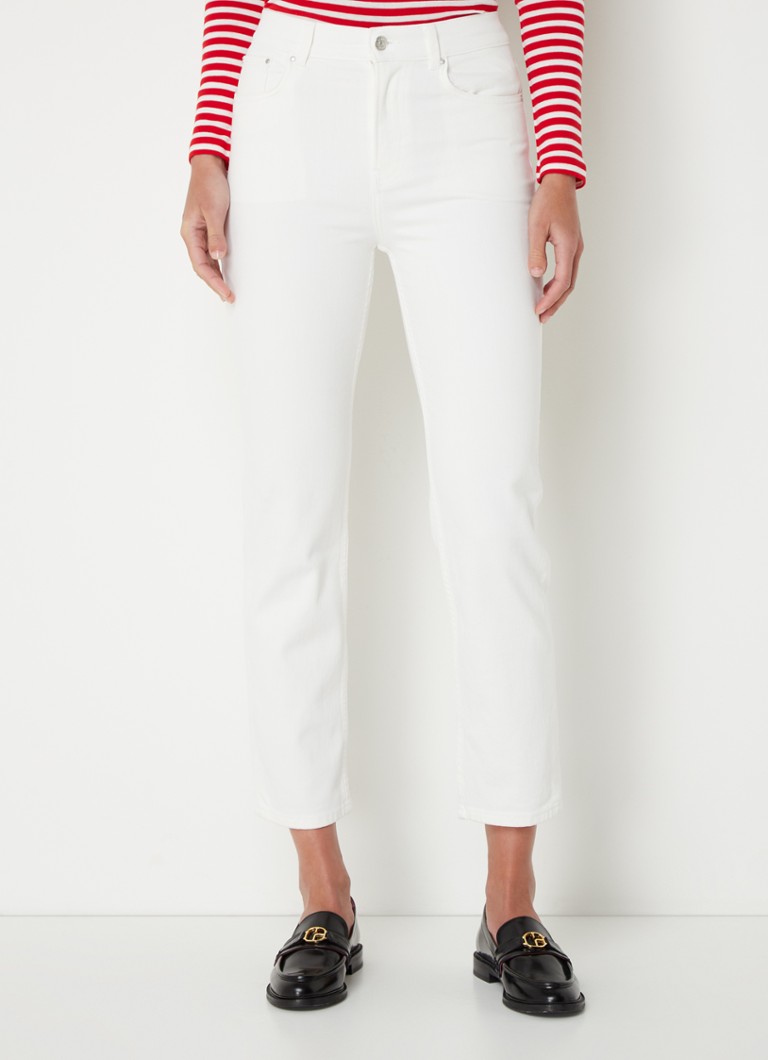 Modele Jean Claudie Pierlot Jean-Toto cu toc înalt, mulate, scurte și cropped, într-o culoare decolorată