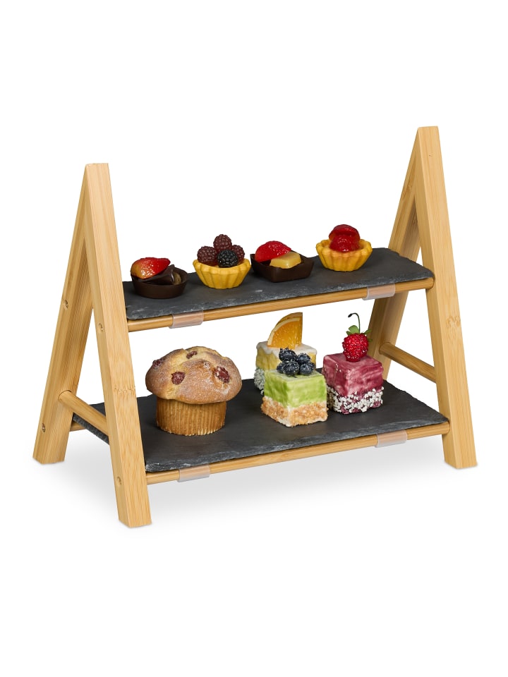 relaxdays Etagere in Natur/ Grau - (B)32 x (H)27 x (T)17 cm günstig kaufen onesize
