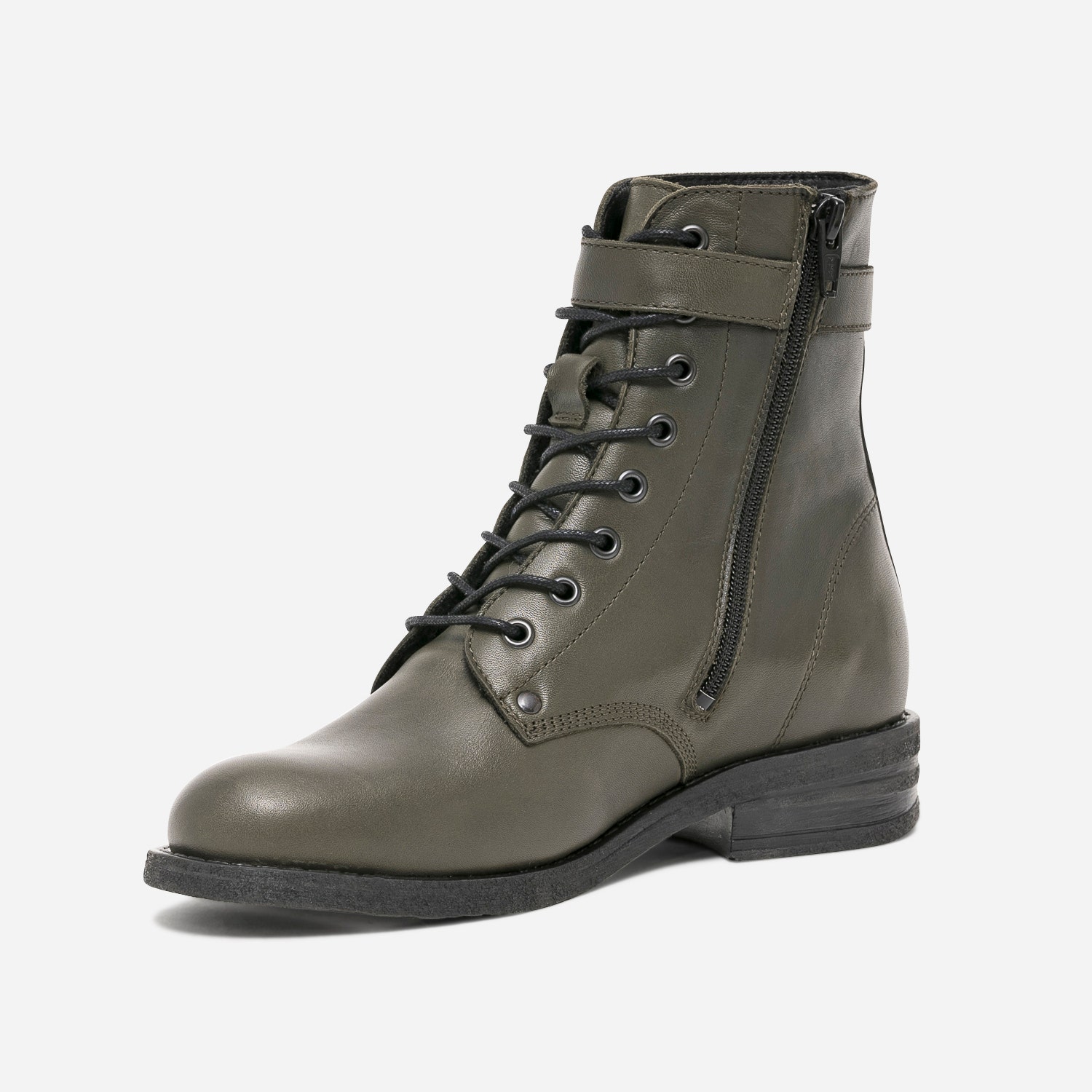 Bottine kaki en cuir