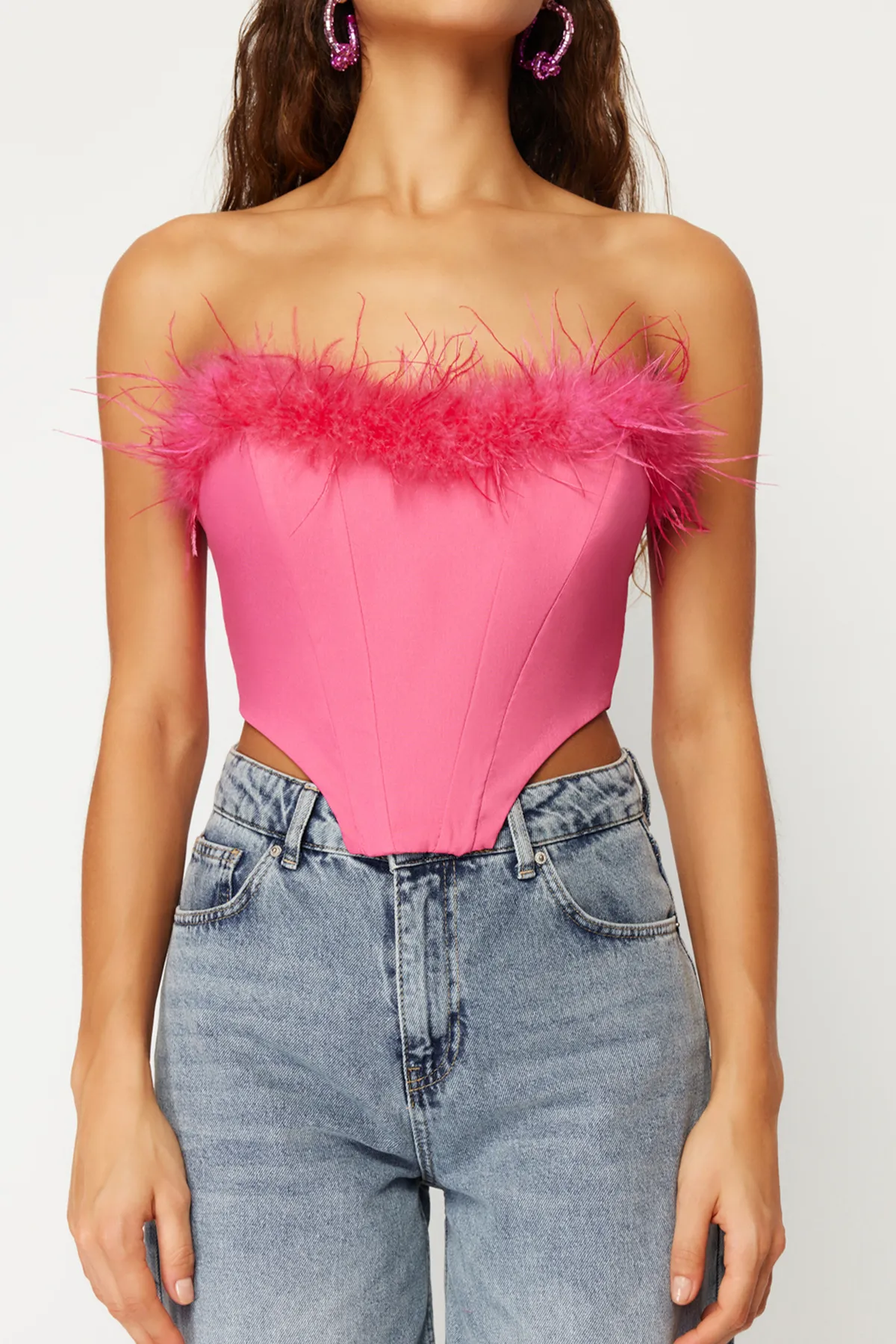 Trendyol Collection  Fuchsiafarbenes, gefüttertes, gewebtes Otrish-Bustier TPRSS22BS00018