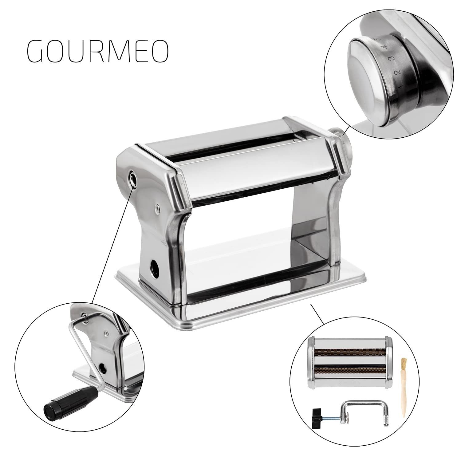 GOURMEO Nudelmaschine PAGILO Nudelmaschine - 9 Stufen für Pasta, PAGILO Pasta Maker - 9 Einstellungen für hausgemachte Nudeln