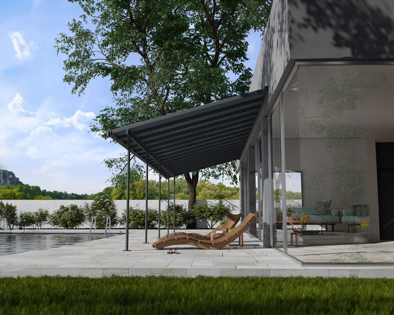 Canopia Terrassenüberdachung Capri  971x295cm Grau