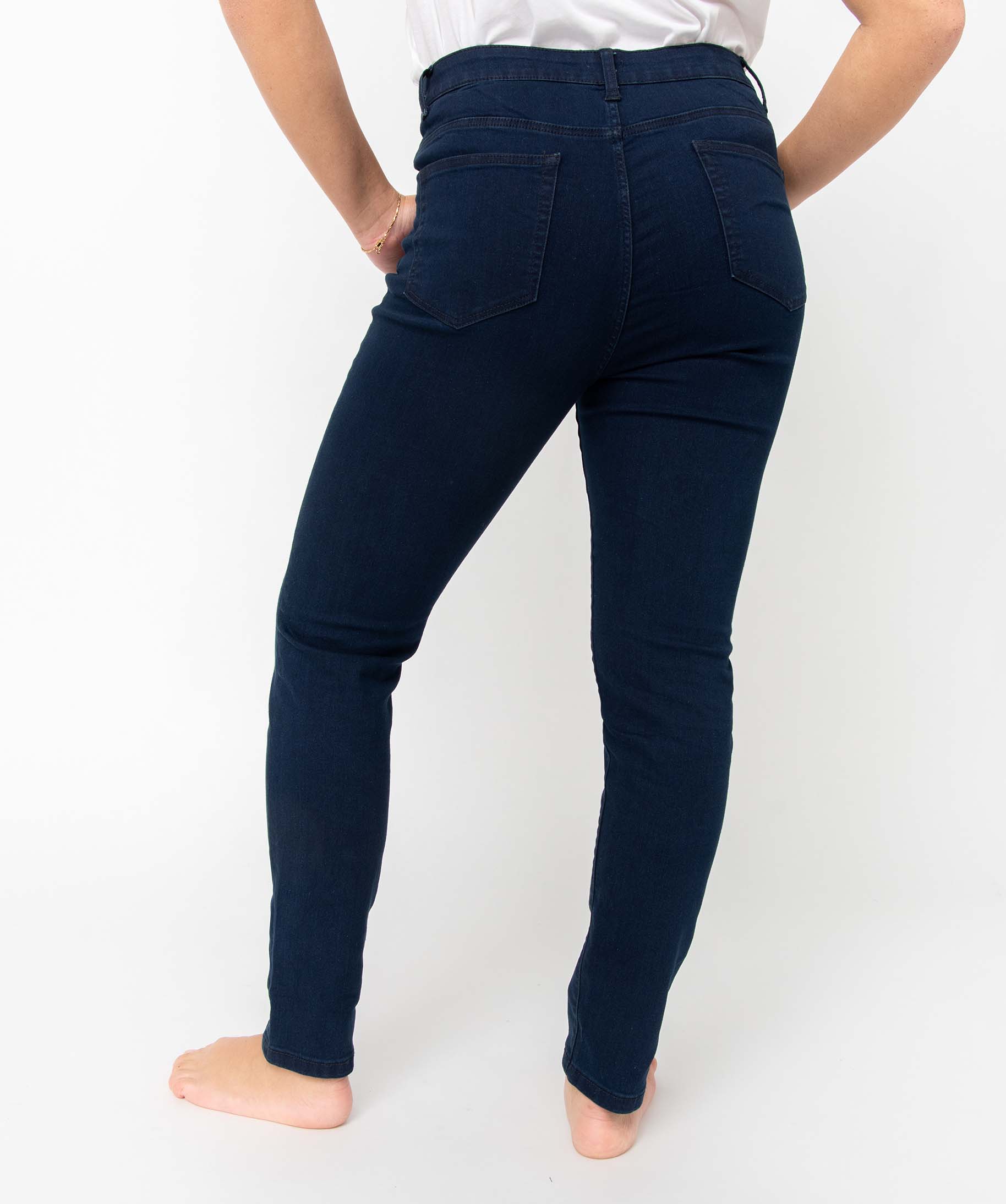 Jean femme coupe Slim taille haute extensible blue black | GEMO