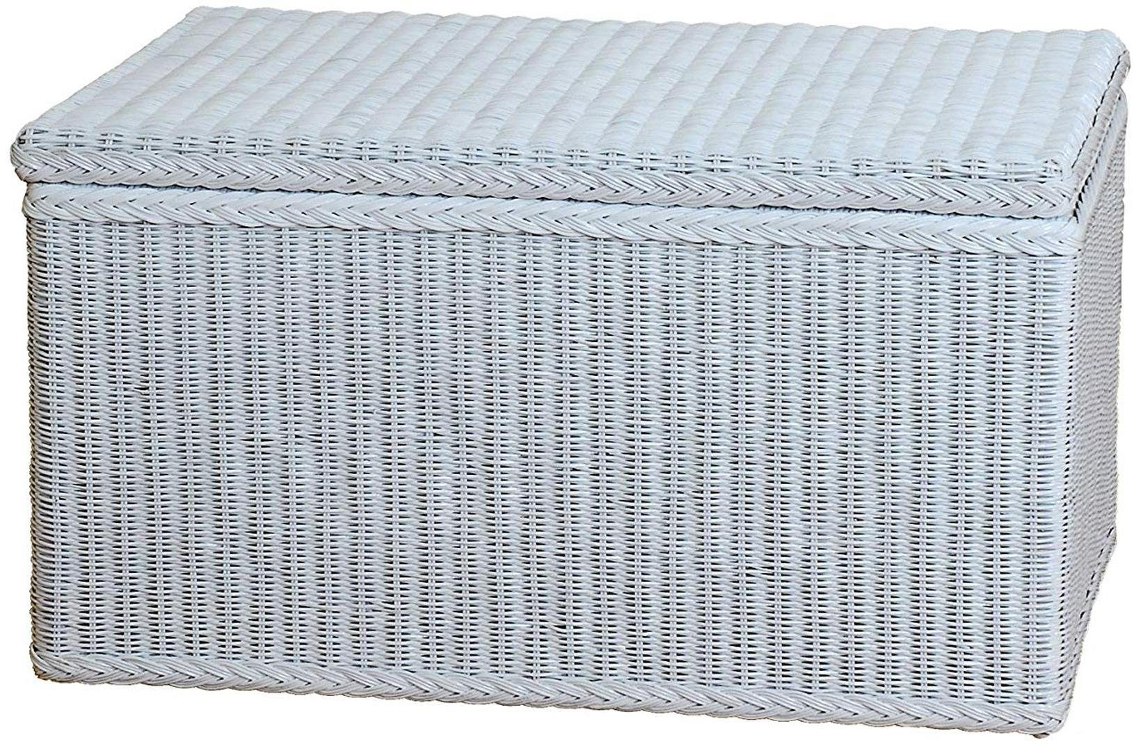 Krines Home Wäschetruhe Rattantruhe Groß Deckel Natur Rattan Truhe Aufbewahrung XL 100x50x50, Große Truhe mit viel Stauraum