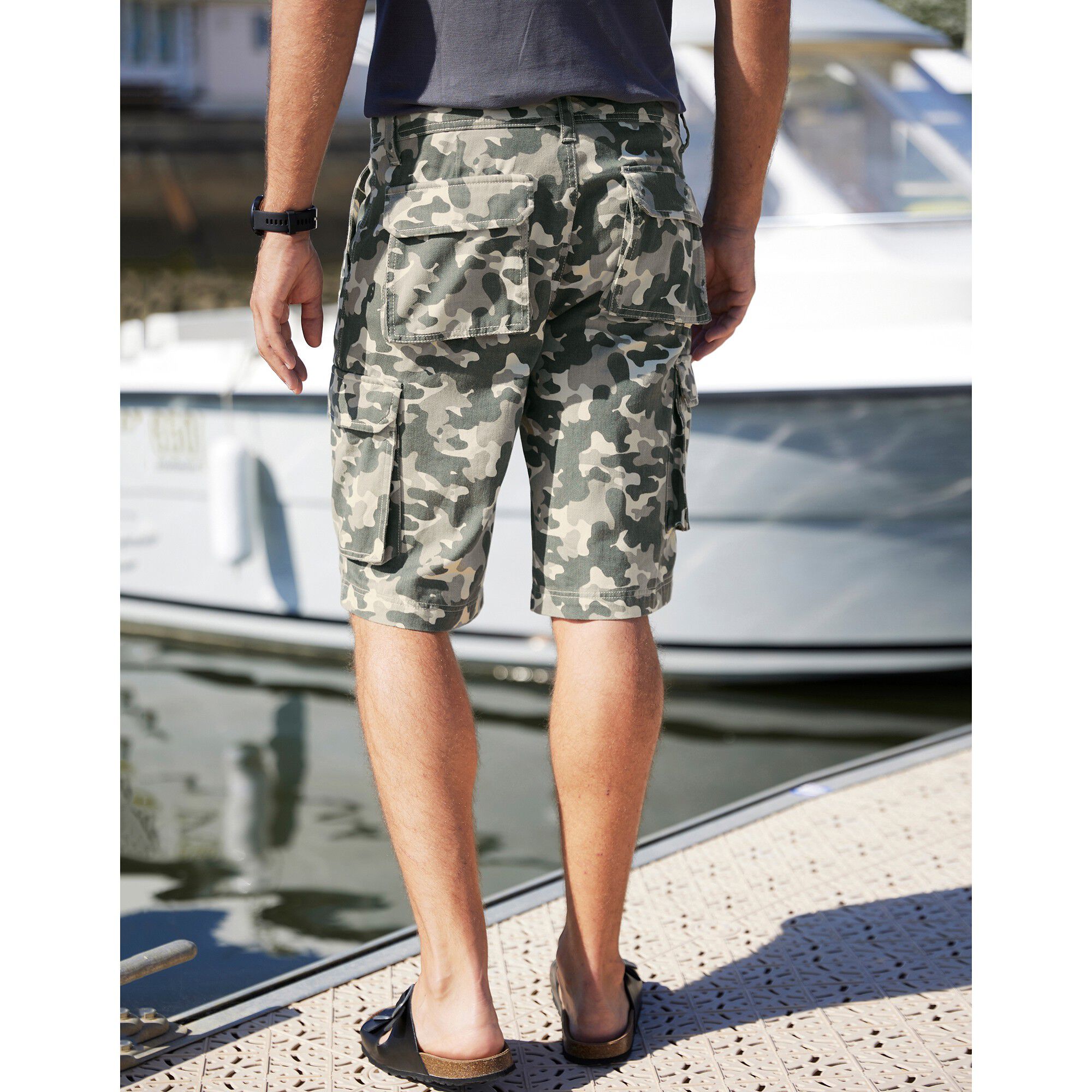 Bermuda toile imprimé camouflage