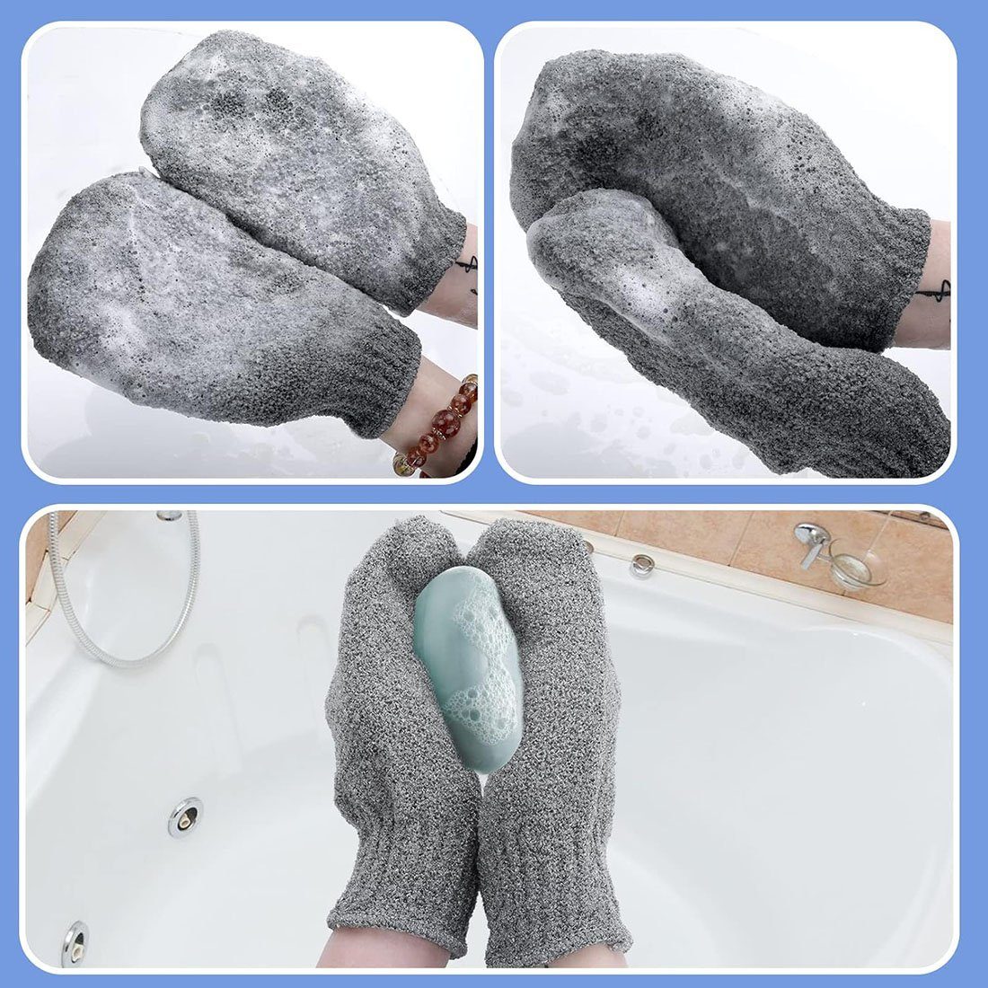 CTGtree Waschhandschuh Waschhandschuhe Badebürste Abgestorbener Haut Körperpeeling (2-tlg)