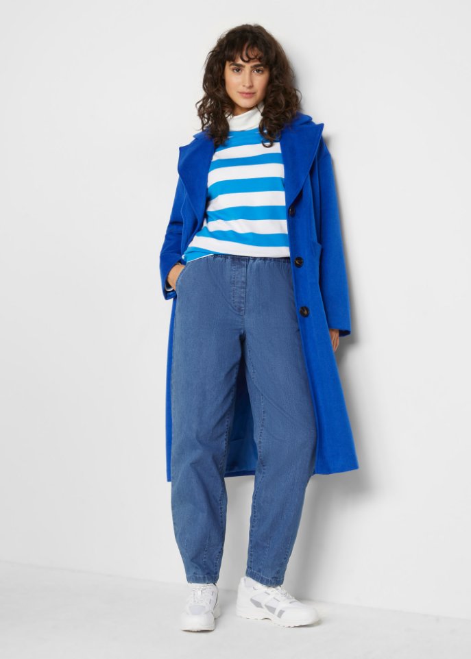 High-Waist-Jeans in Karottenform mit Bequembund