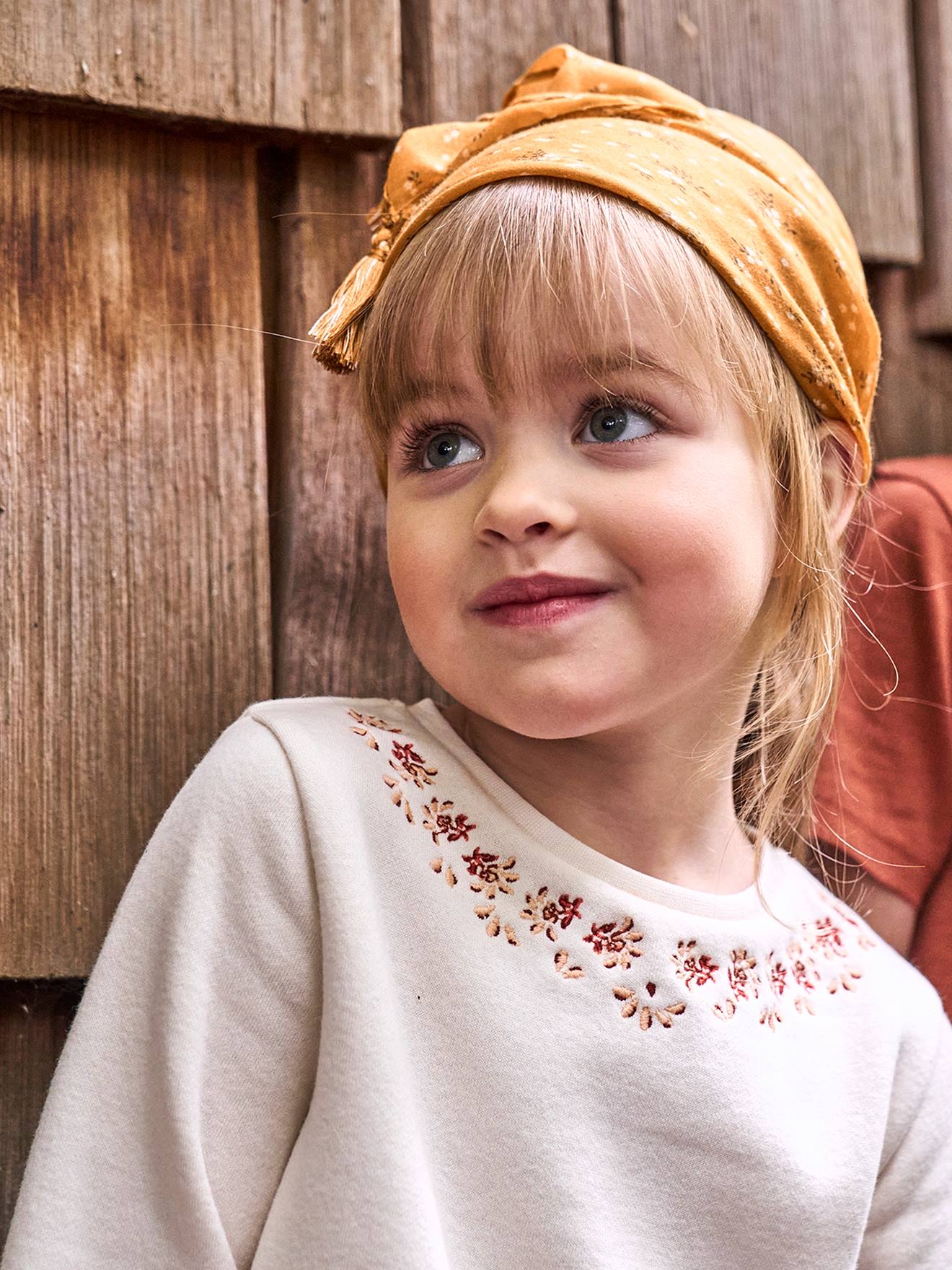 Foulard imprimé fleuri fille caramel imprimé