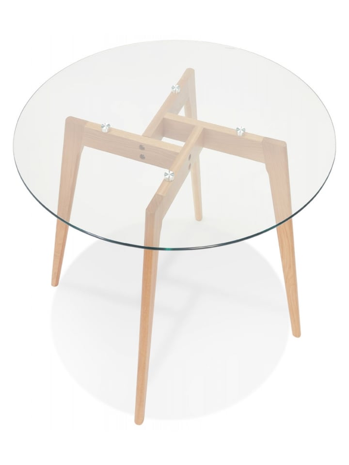 KADIMA DESIGN Runder Esstisch aus Glas mit Massiv Eichenholz Beinen | Modern günstig kaufen onesize