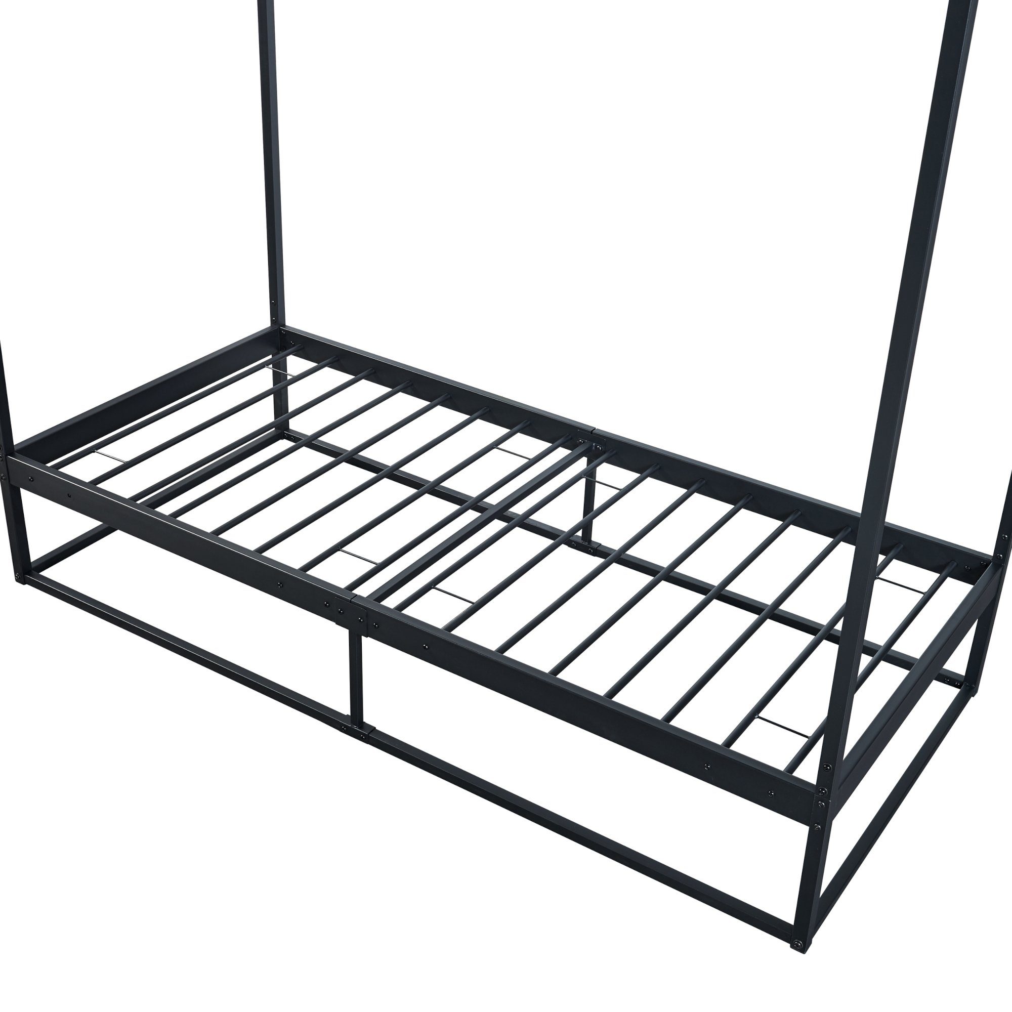 en.casa Himmelbett, Kristianstad mit Lattenrost Metall Schwarz 90 x 200 cm