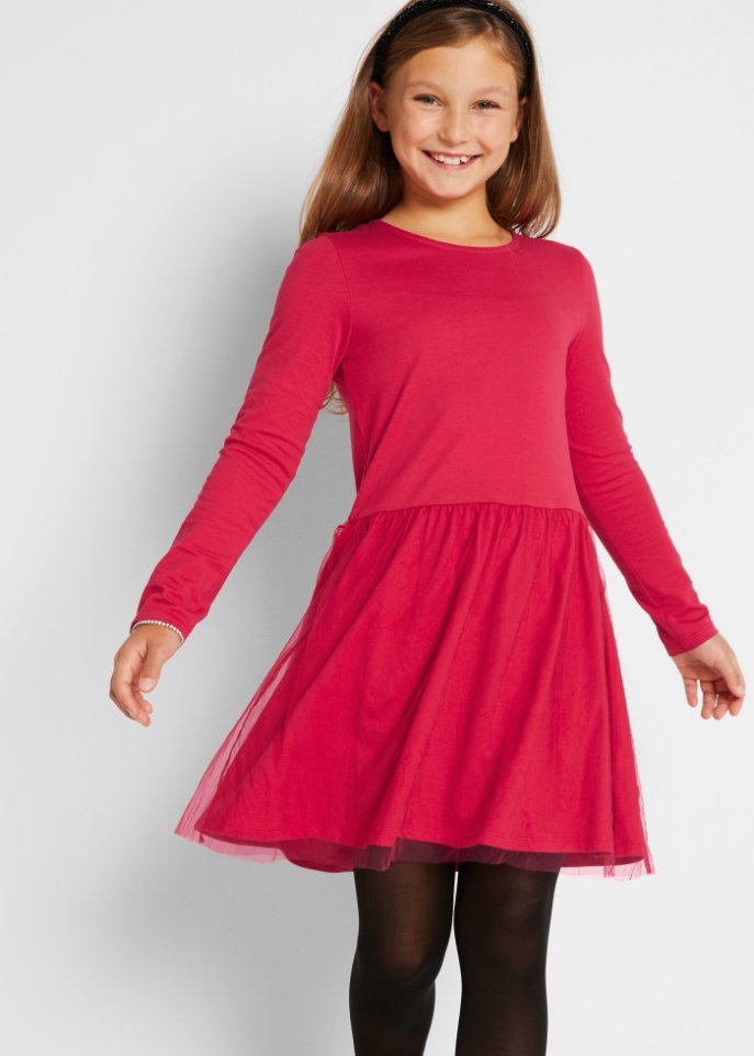 Mädchen Jerseykleid mit Tüll