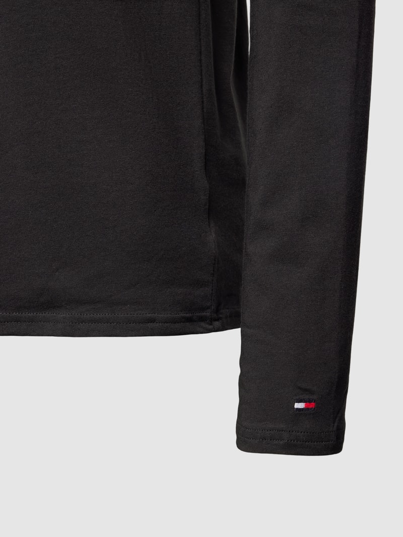 Longsleeve mit Label-Stitching im 3er-Pack in schwarz