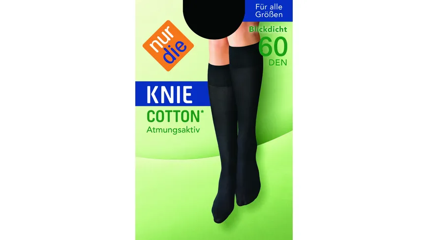 NUR DIE Damen Kniestrümpfe Cotton Sensation 60 DEN schwarz