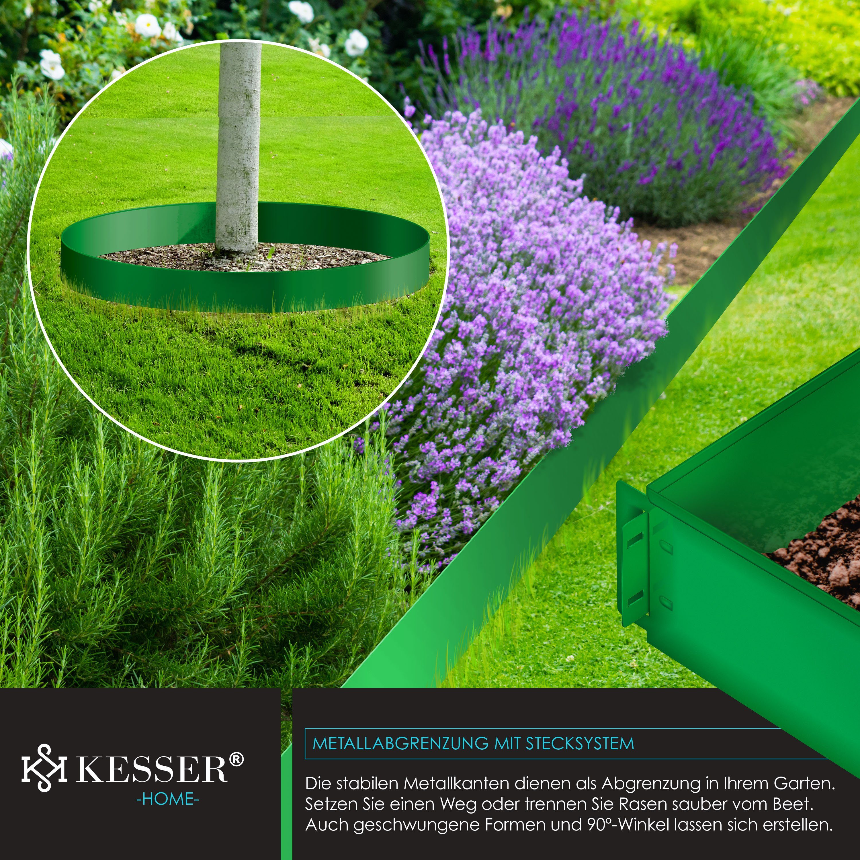 KESSER Rasenkante, LxH: 100x14 cm, Rasenkante Beeteinfassung Beetumrandung 5m 10m 15m 20m 25m
