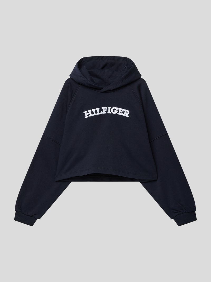 Hoodie mit Label-Print Modell 'MONOTYPE' in marineblau