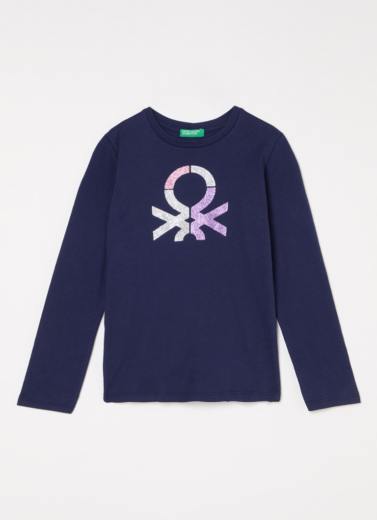 Benetton košulja dugih rukava sa šljokicama i printom logotipa