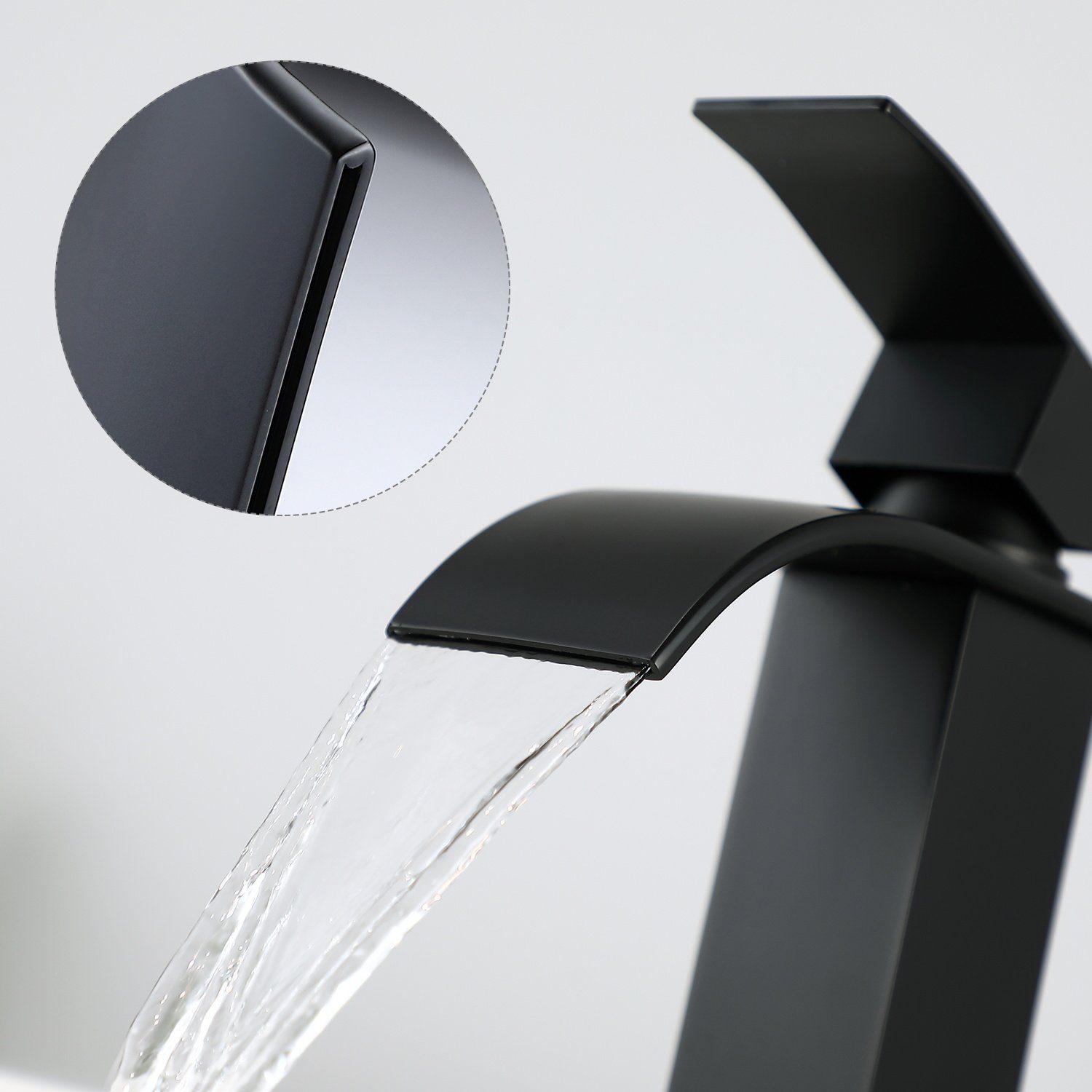 CECIPA Waschtischarmatur Wasserhahn Bad Wasserfall Waschtischarmat Armaturmit Auslauf Höhe 85MM