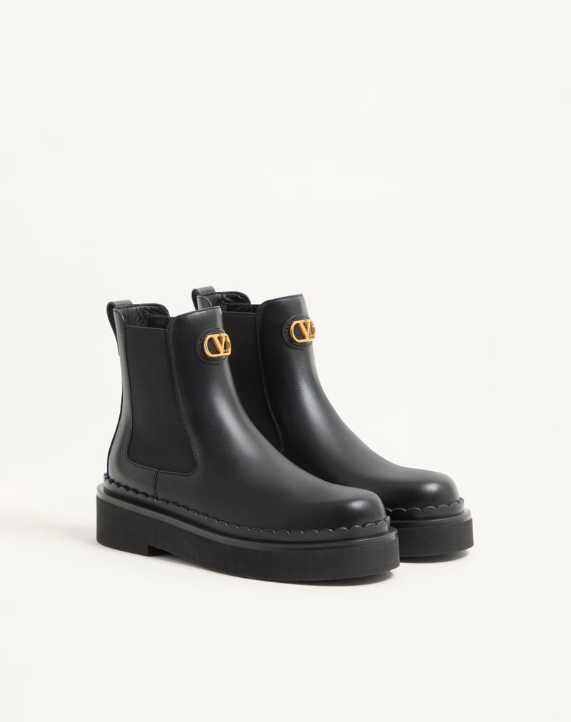 Bota Chelsea de couro de bezerro com assinatura VLogo 45 mm