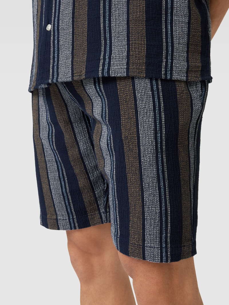 Shorts aus Baumwolle mit Streifenmuster in marineblau