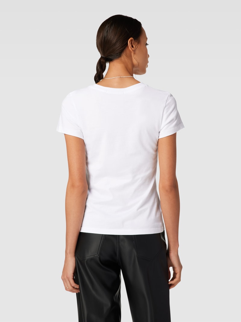 Slim Fit T-Shirt mit Label-Print in weiß