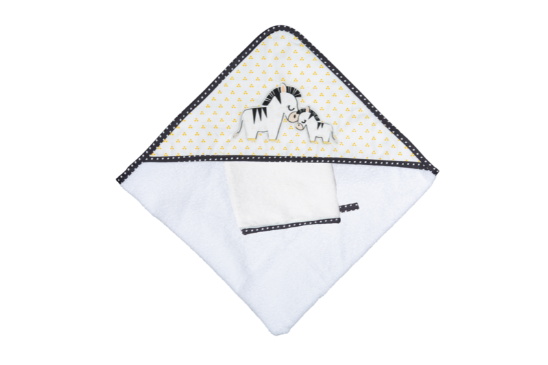 Cape de bain et gant Pluche et pompon