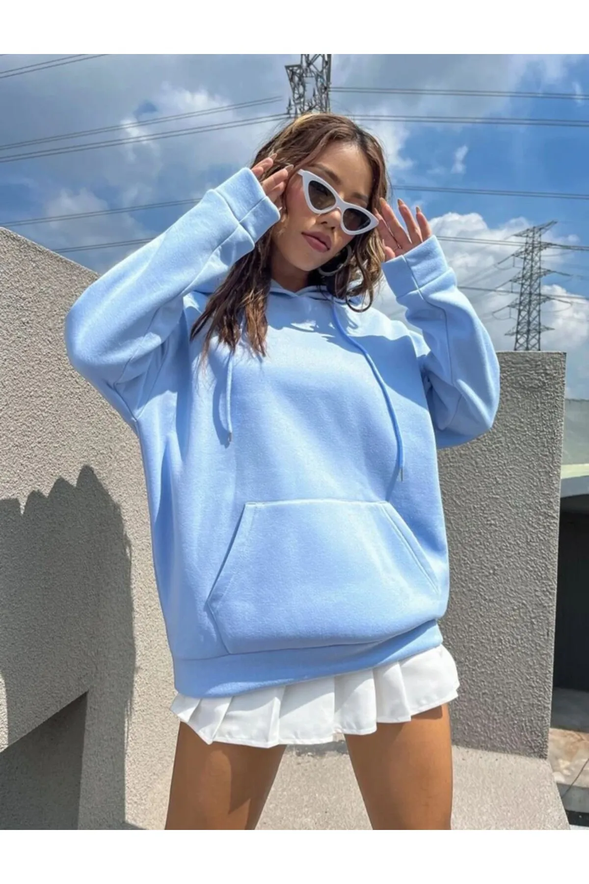 Know  Babyblaues Good Vibes 1997-Kapuzenpullover mit Aufdruck für Damen