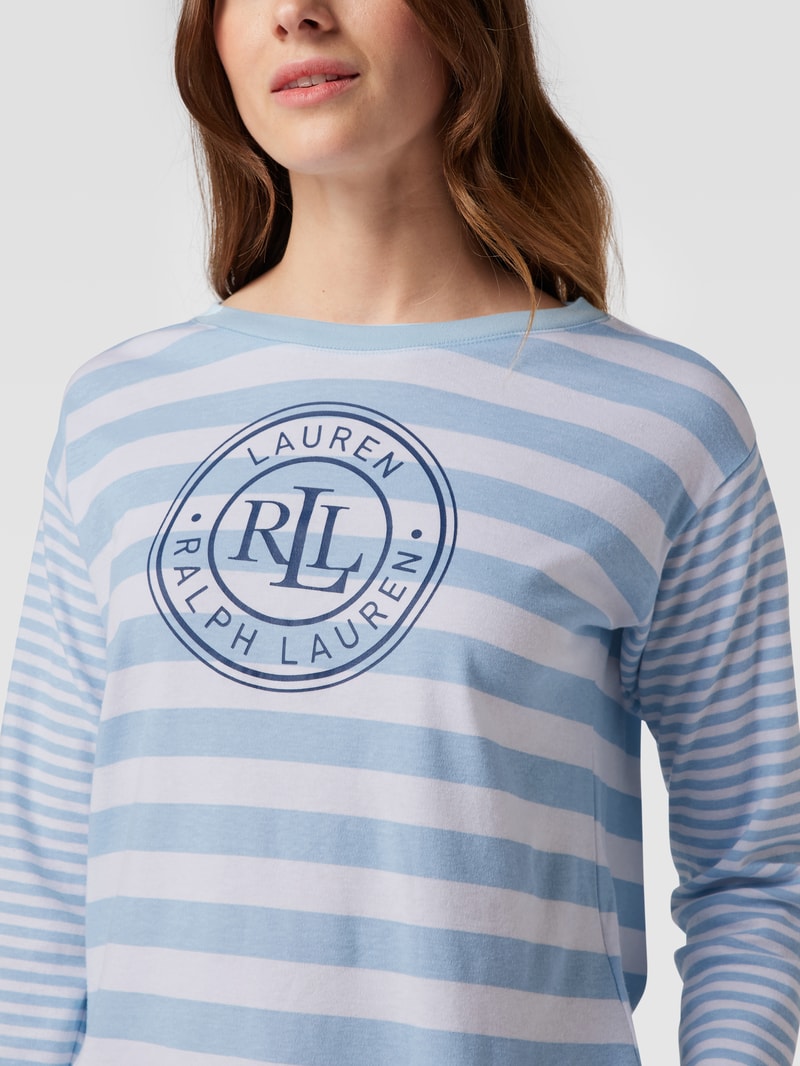 Pyjama mit Label-Print in blau